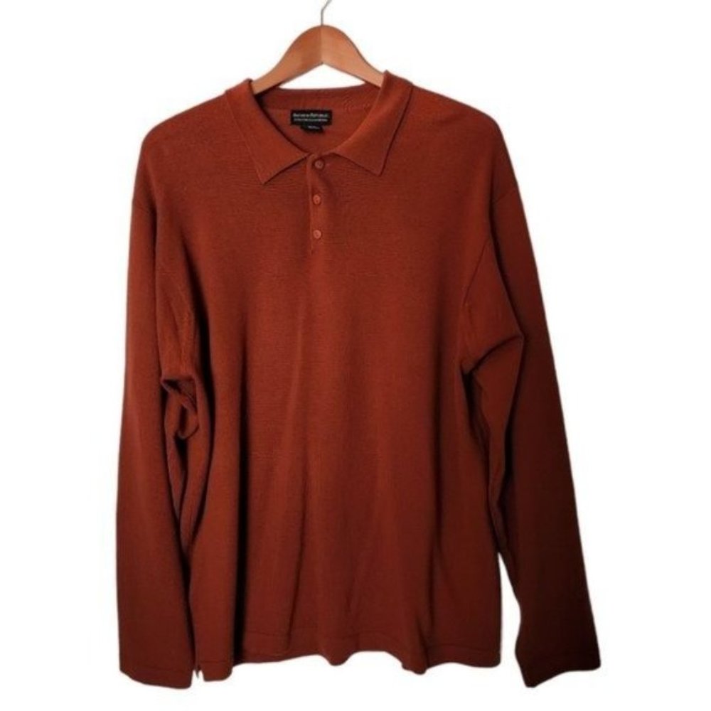 Banana Republic Extra Fine Italian Merino Wool Sweater Collar XL Rust Orange - Picture 2 of 10